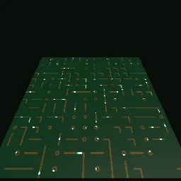 Recorded render of Circuit board traces with travelling pulses