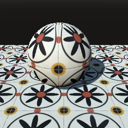 Recorded render of Encaustic cement tiles with symmetric inlay motifs