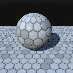 Recorded render of Hexagonal ceramic tiles with lattice colour patterns