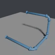 Recorded render of Pipe run with bent elbows and flanges