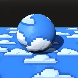 Recorded render of Pixel-art sky with puffy outlined clouds