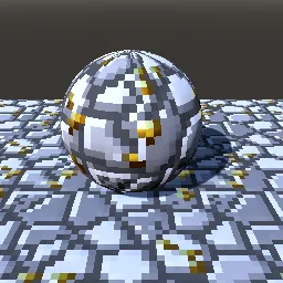 Recorded render of Pixel-art rock with ore nuggets and gems