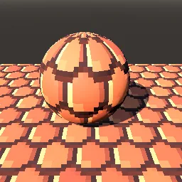 Recorded render of Pixel-art roof tiles in overlapping courses