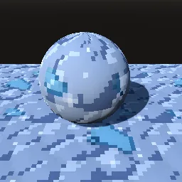 Recorded render of Pixel-art snow drifts and glossy ice patches