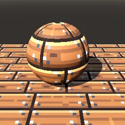Recorded render of Pixel-art wooden planks with grain, knots and nails